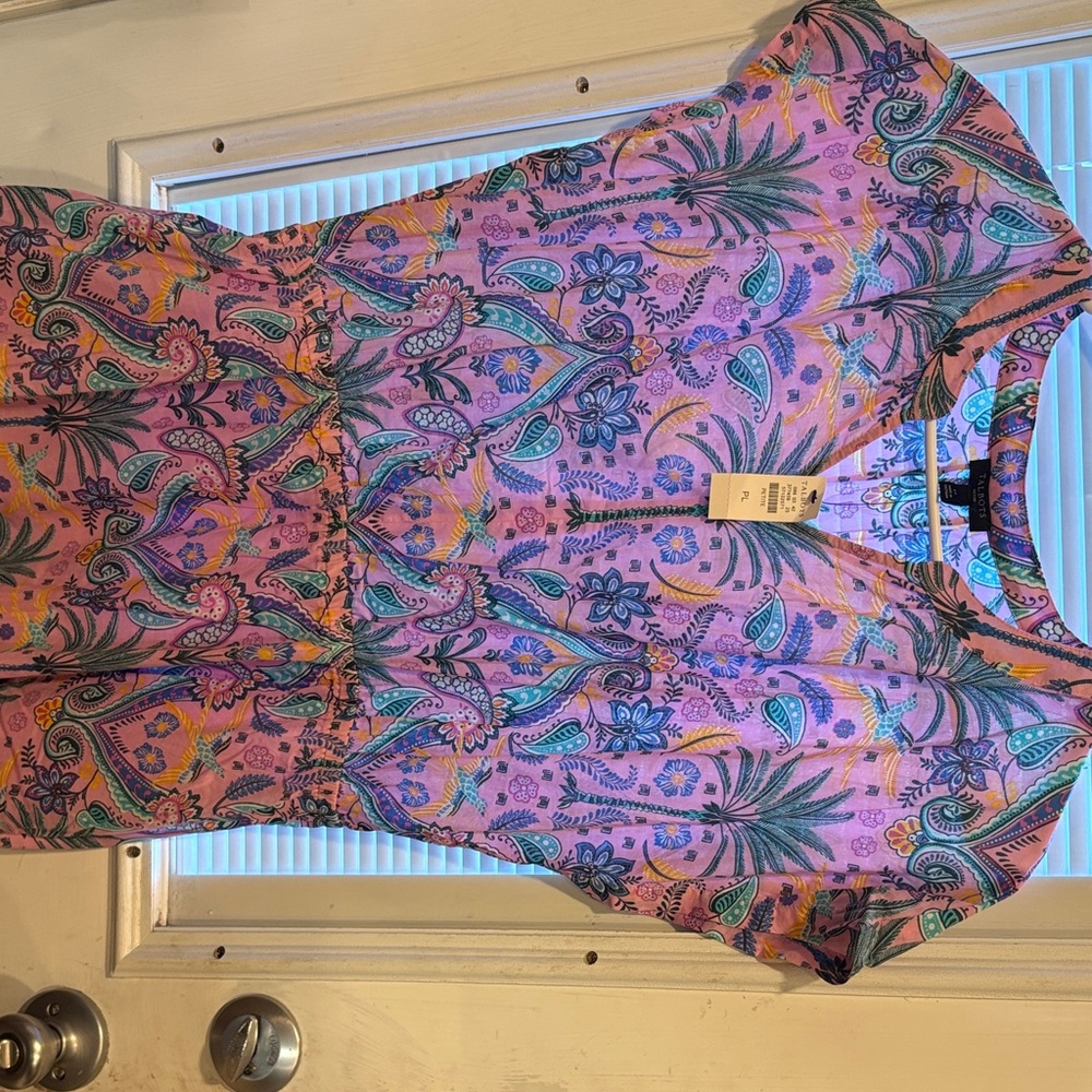 NWT Talbots VOILE FIT & FLARE DRESS - BIRDS & PALMS